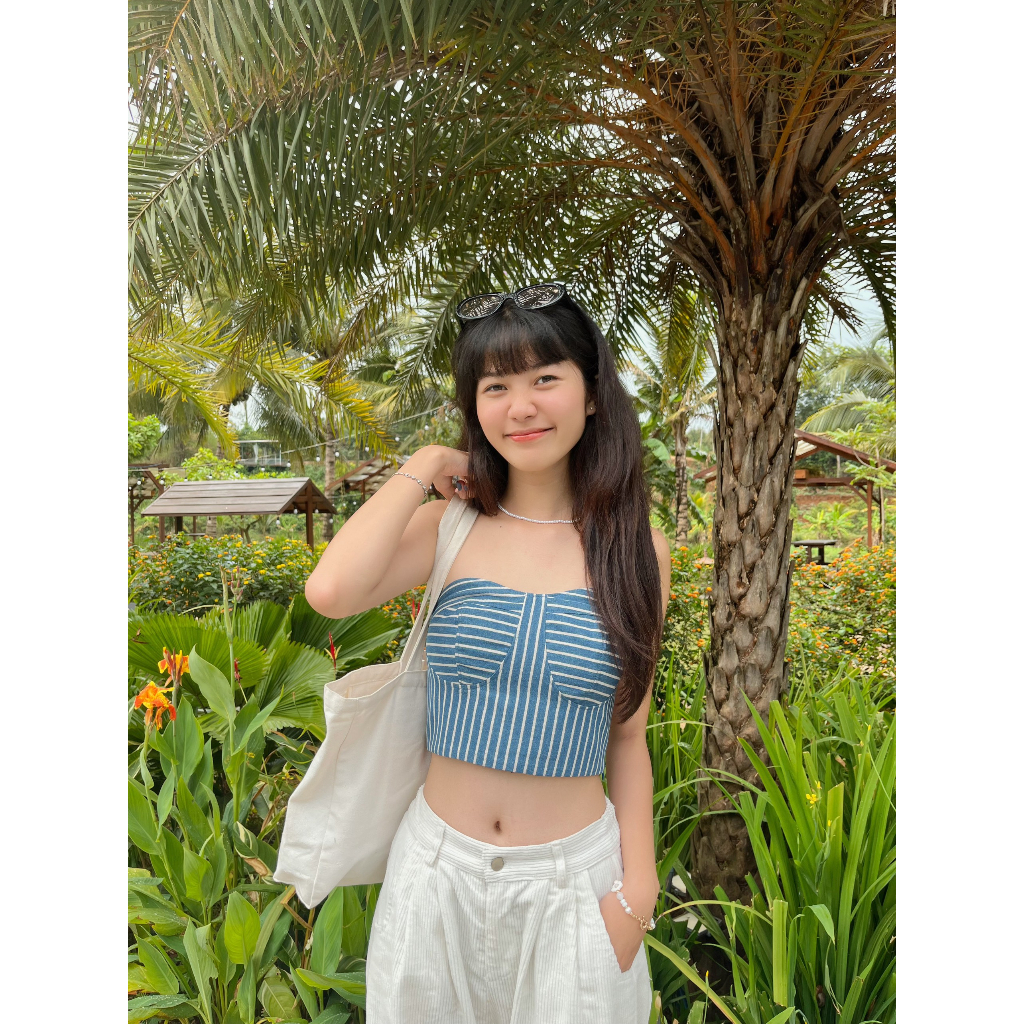 Áo ống không dây phối sọc chạy thun phía sau Aimee Top – Siblinghouse