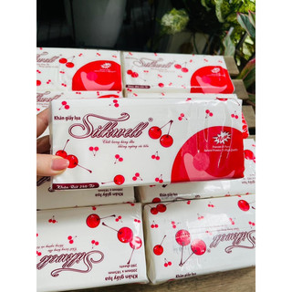 Giấy ăn rút lụa cao cấp silkwell 280 tờ 2 lớp cherry đỏ