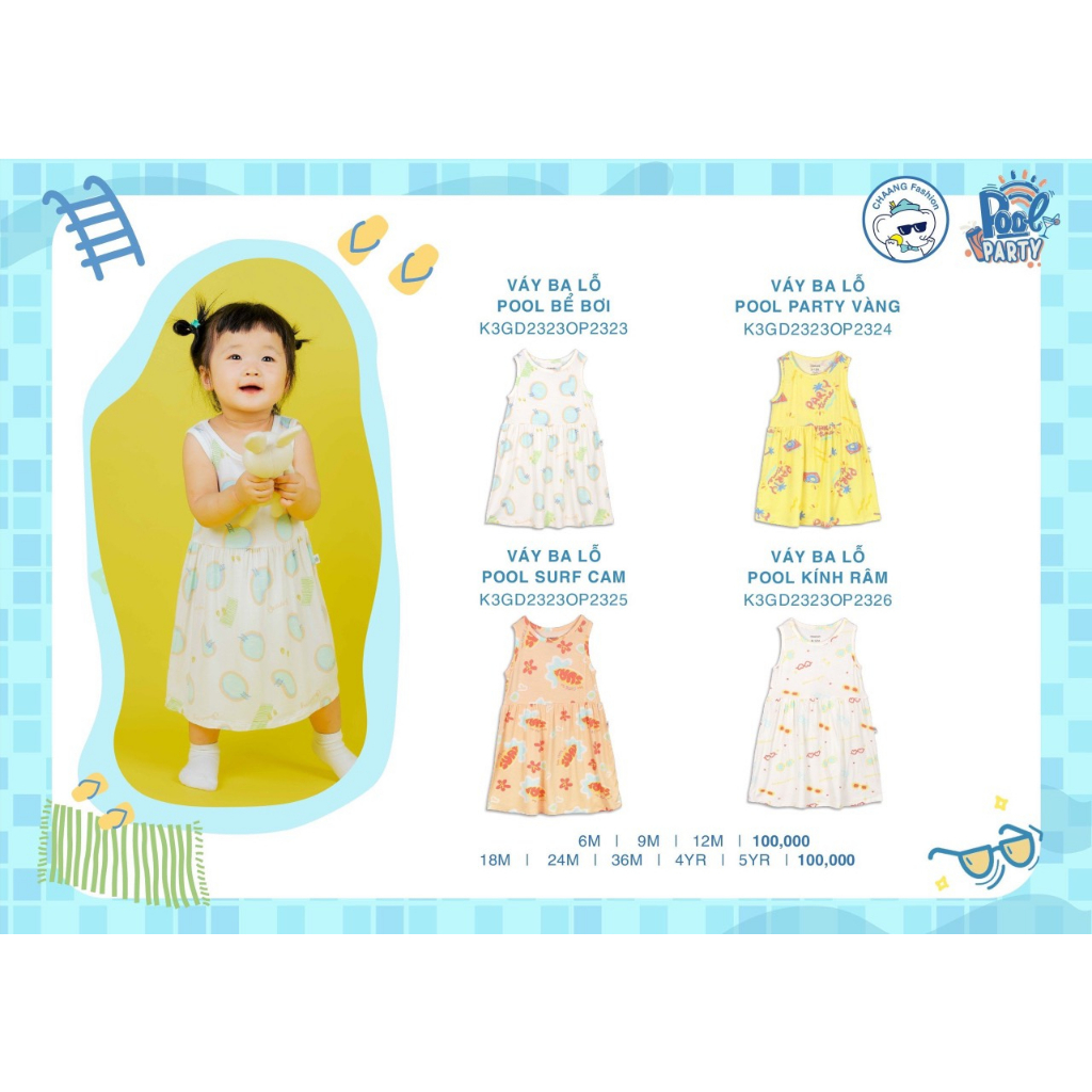 [CHÍNH HÃNG] Váy ba lỗ trẻ em họa tiết đáng yêu Pool Chaang