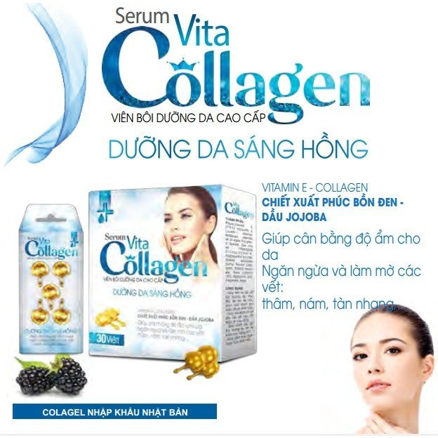 VIÊN DƯỠNG DA SERUM VITA COLAGEN dưỡng ẩm mềm da, giảm nám thâm sạm, vết nhăn, ngăn ngừa lão hoá