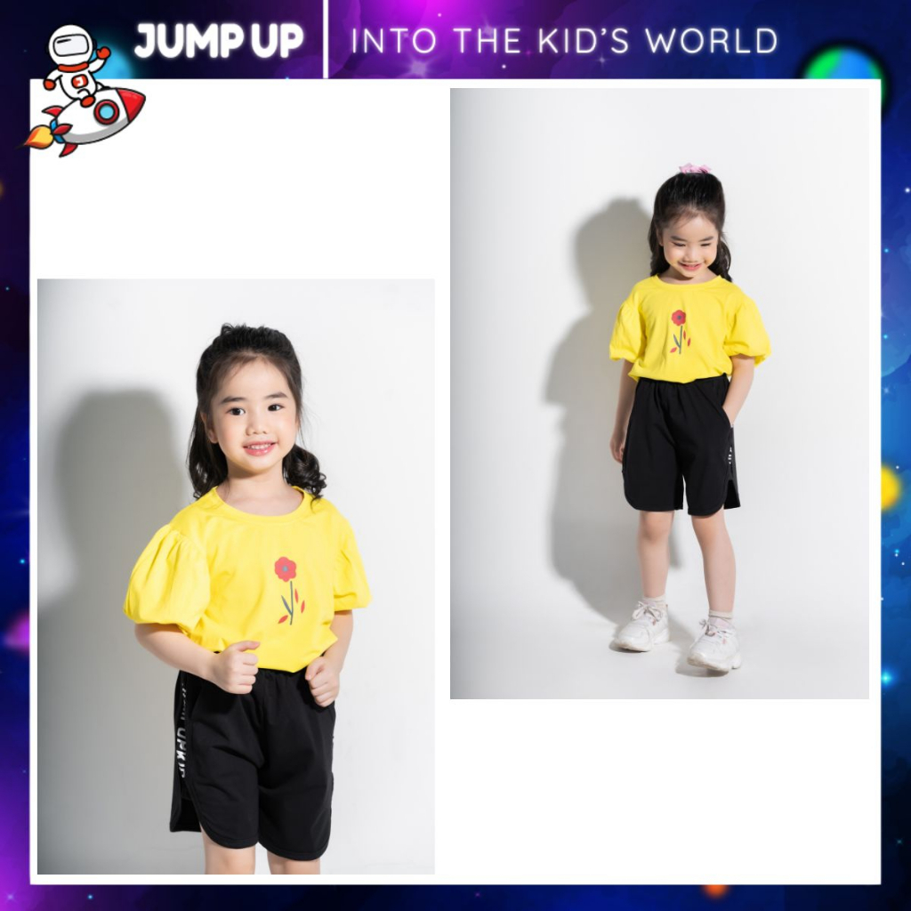 Sét Bộ Áo Phông, Áo Thun Bé Gái Tay Bồng Chất Liệu Cotton Cao Cấp size từ 11-30kg - Jump Up