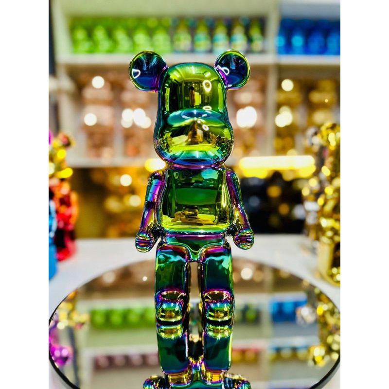 Gấu bearbrick 28cm tráng gương - Chin Decor