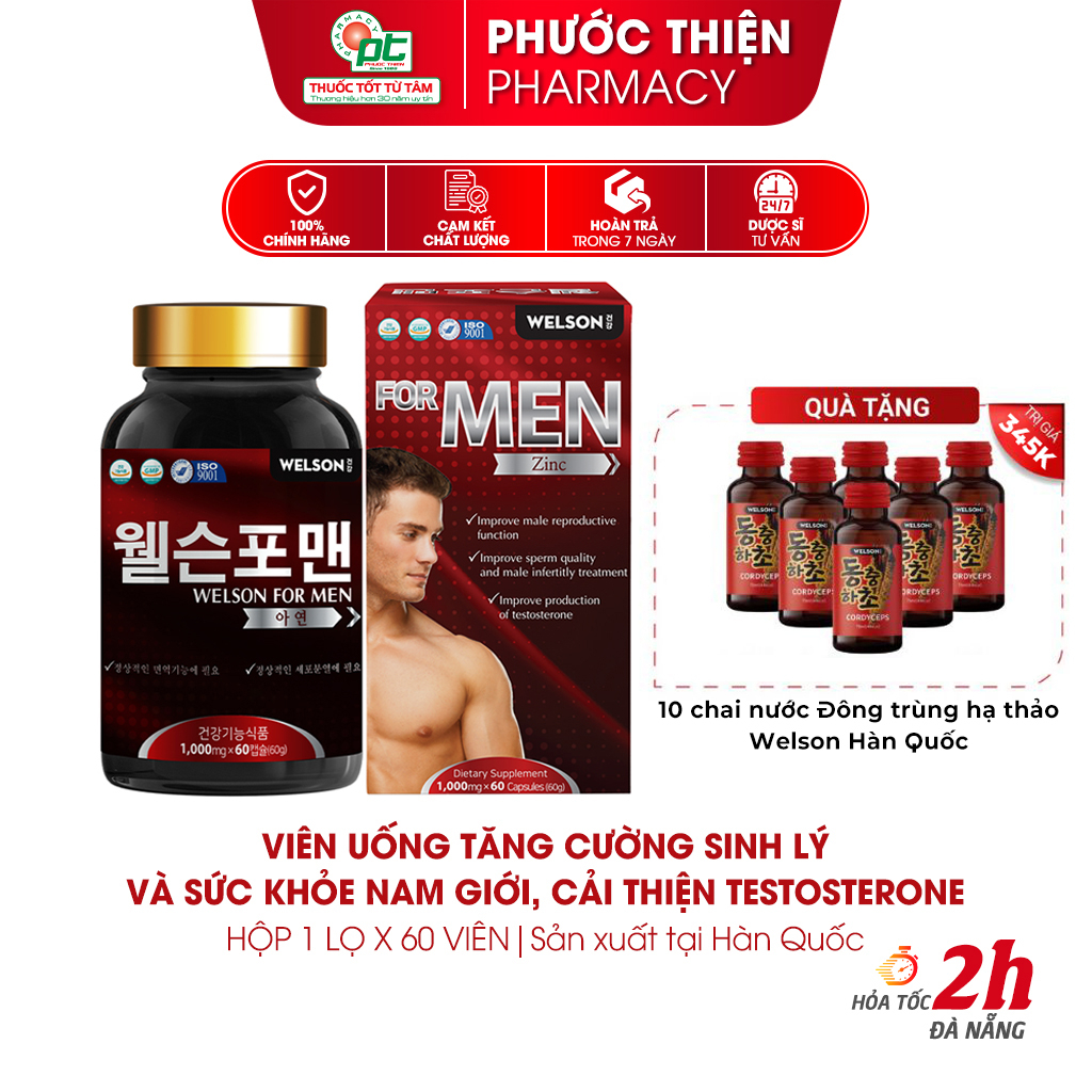 Tăng cường sinh lý nam Welson For Men - bổ thận, cải thiện sức khỏe Welsonformen testosterone