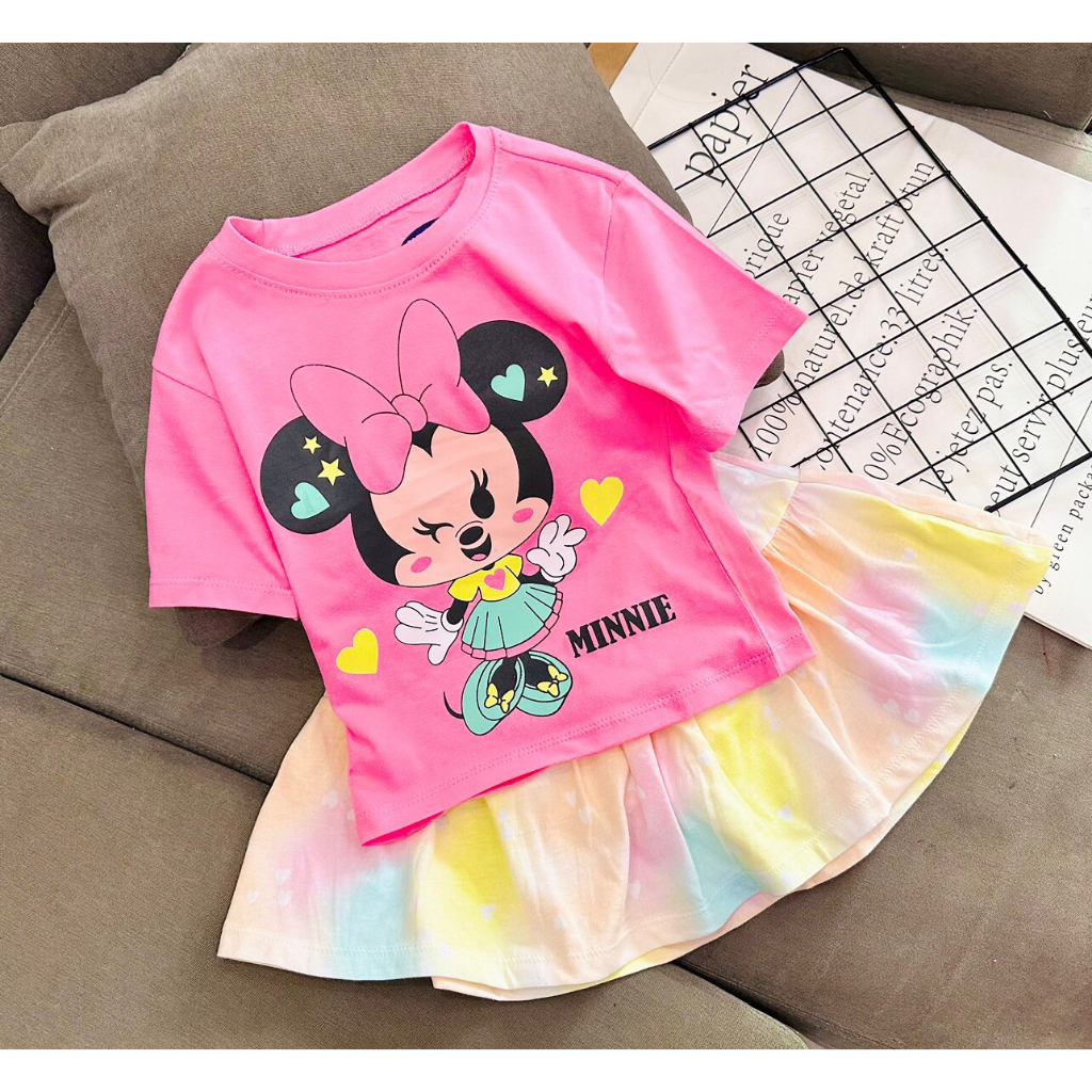 Set áo váy bé gái 9-22 kg bộ váy xòe áo thun cotton cộc tay mặc mát in hoạt hình công chúa pony động vật Homie Kids