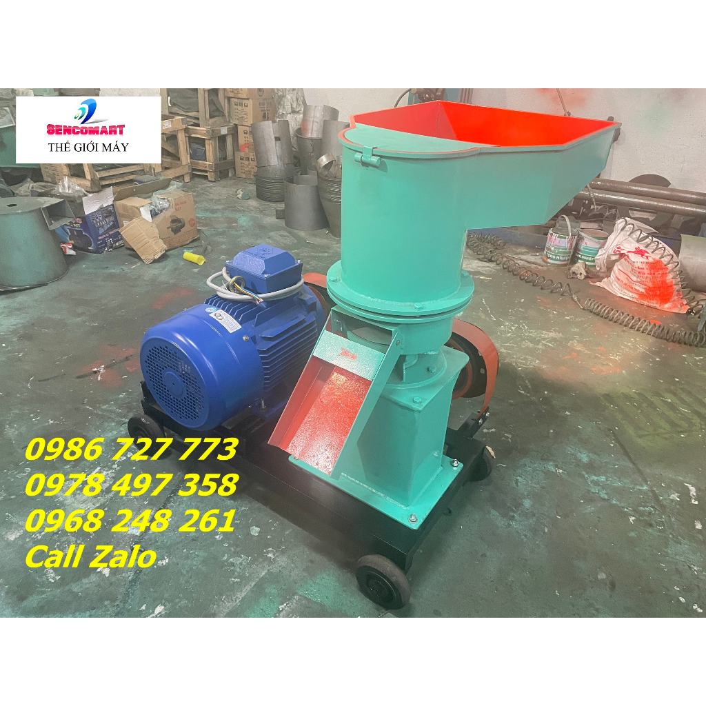 Xưởng sản xuất máy ép cám viên làm thức ăn chăn nuôi công nghiệp S250 phễu ngang