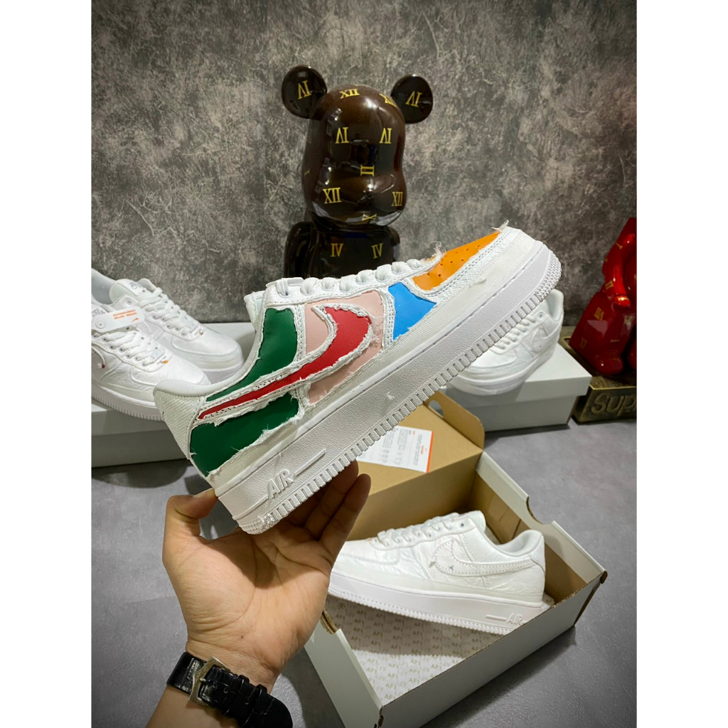 Giày thể thao Ni.ke Air Force 1 Tear Away bản vải xé hot 2023, Giày Sneaker Af1 7 màu tự xé bản chuẩn Sc full phụ kiện