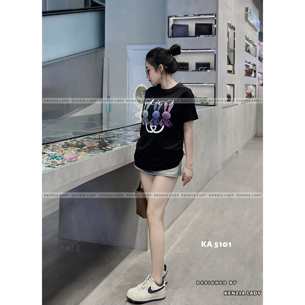 Áo Thun Nữ siêu cấp Form chuẩn Kenzia Lady- Áo Phông Cổ Tròn Tay Ngắn  Basic Cotton 100%  - KA5101