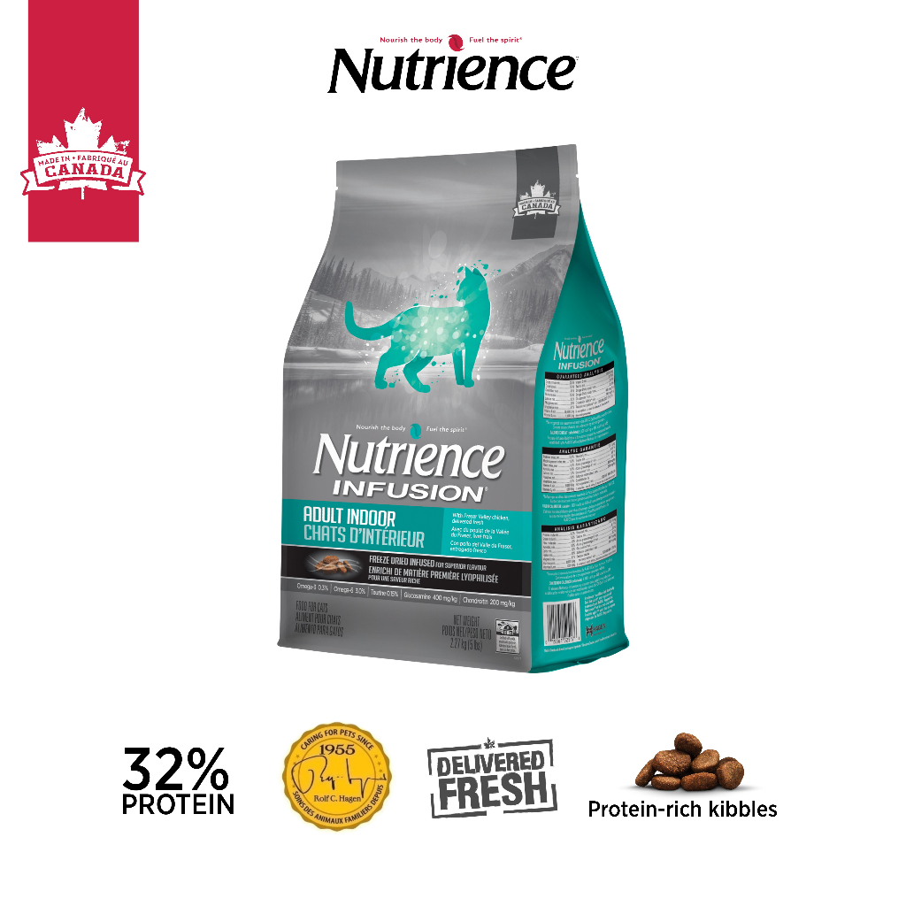 Nutrience Infusion Adult Indoor thức ăn cho mèo trưởng thành - thịt gà, dầu cá hồi và rau củ trái cây tự nhiên 2.27kg