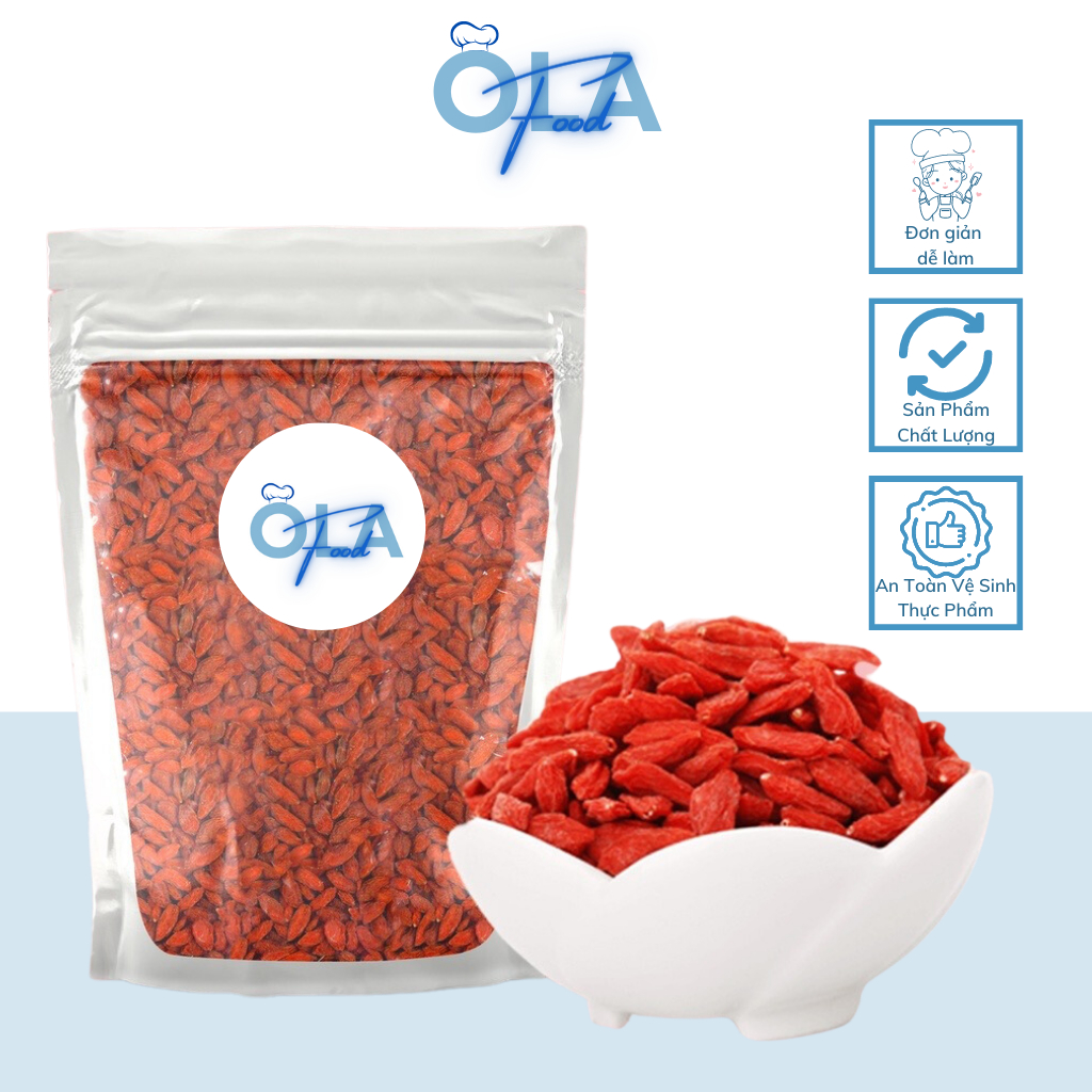 Kỷ Tử Ninh Hạ Hạt To Ngọt OLAFOOD Túi 100g / 500gr Nguyên Liệu Pha Trà, Nấu Chè Dưỡng Nhan