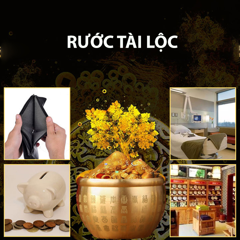 Hũ vàng tài lộc, bát gạo, bát để ban thờ đồng thau nguyên chất - Chiêu tài, hút lộc