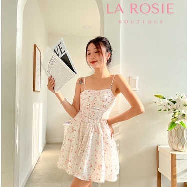 Đầm xòe 2 dây vải voan hoa nhí cúp ngực bo eo mềm mại | La Rosie Boutique LA46