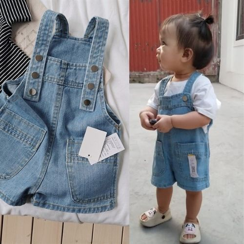 Yếm jean cho bé, quần yếm bò cho bé G.KIDS hàng Quảng Châu cao cấp phù hợp cho bé trai bé gái đi chơi đi học