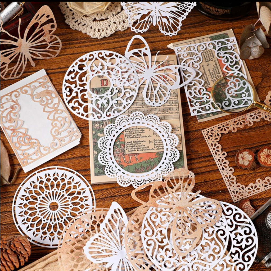 giấy ren nhiều khuôn mix 10 mẫu trang trí bullet journal, nhiều phong cách khác nhau, không trùng lặp