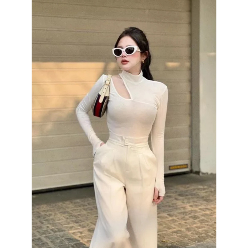 Áo nhũ ôm body khoét vai tay dài lyie