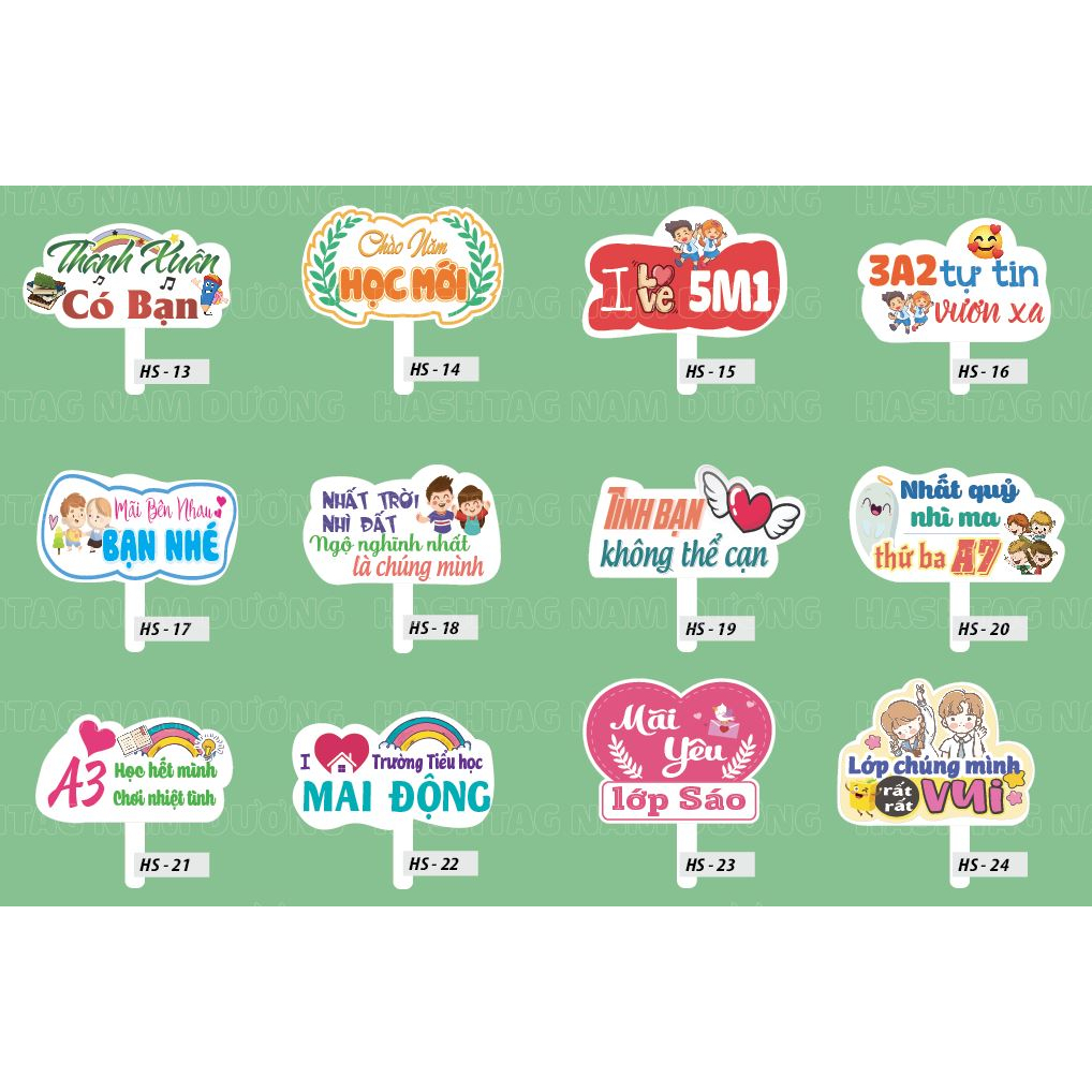 [Học Sinh 1] Hashtag Khai giảng, Bế giảng, Học sinh, Trường lớp - Bảng chụp ảnh cầm tay