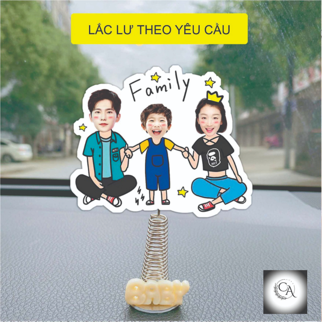 Standee lò xo lắc lư gia đình in theo yêu cầu đáng yêu trong suốt đế dính trang trí in theo yêu cầu