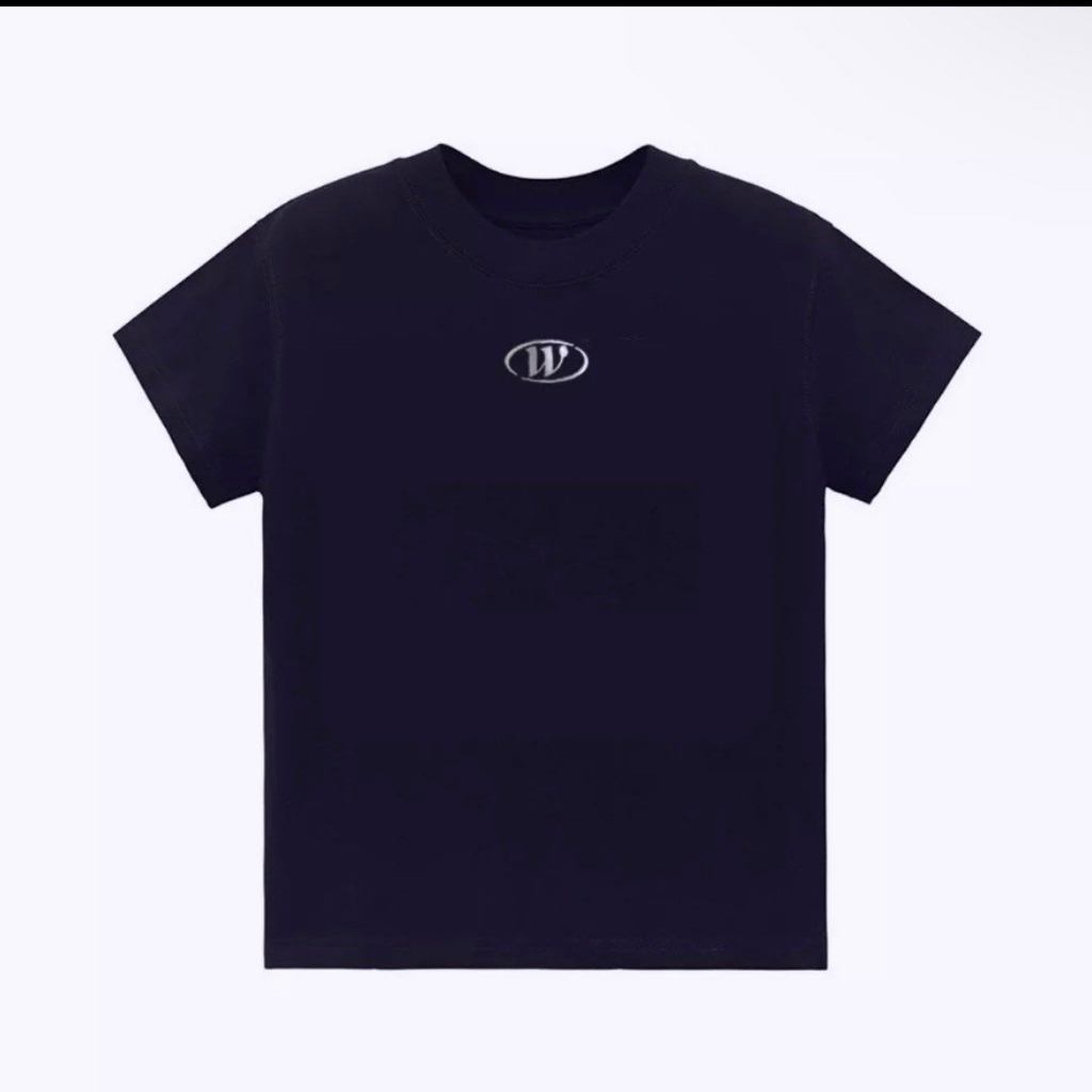 Áo phông babytee nữ áo thun cổ tròn ngắn tay lo go W chất cotton co giãn 2023