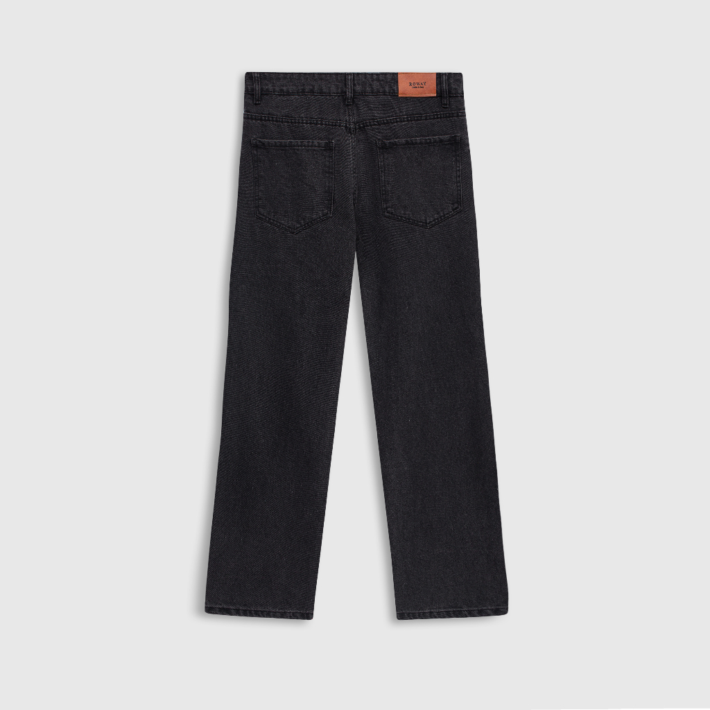 Quần jean nam ROWAY Fullbox, vải denim cotton, form suông | Jean suông xám