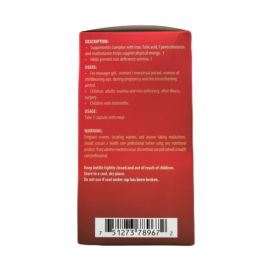 Viên uống RON Healthy Blood Support - Bổ sung sắt và Acid Folic, chống thiếu máu Hộp 30 viên - Top1pharmacy
