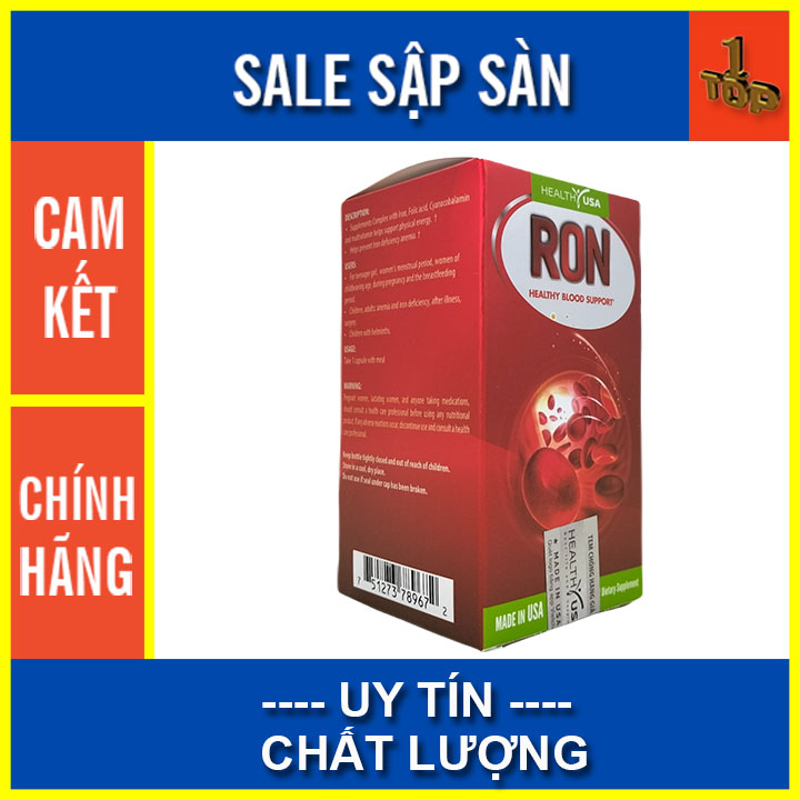 Viên uống RON Healthy Blood Support - Bổ sung sắt và Acid Folic, chống thiếu máu Hộp 30 viên - Top1pharmacy