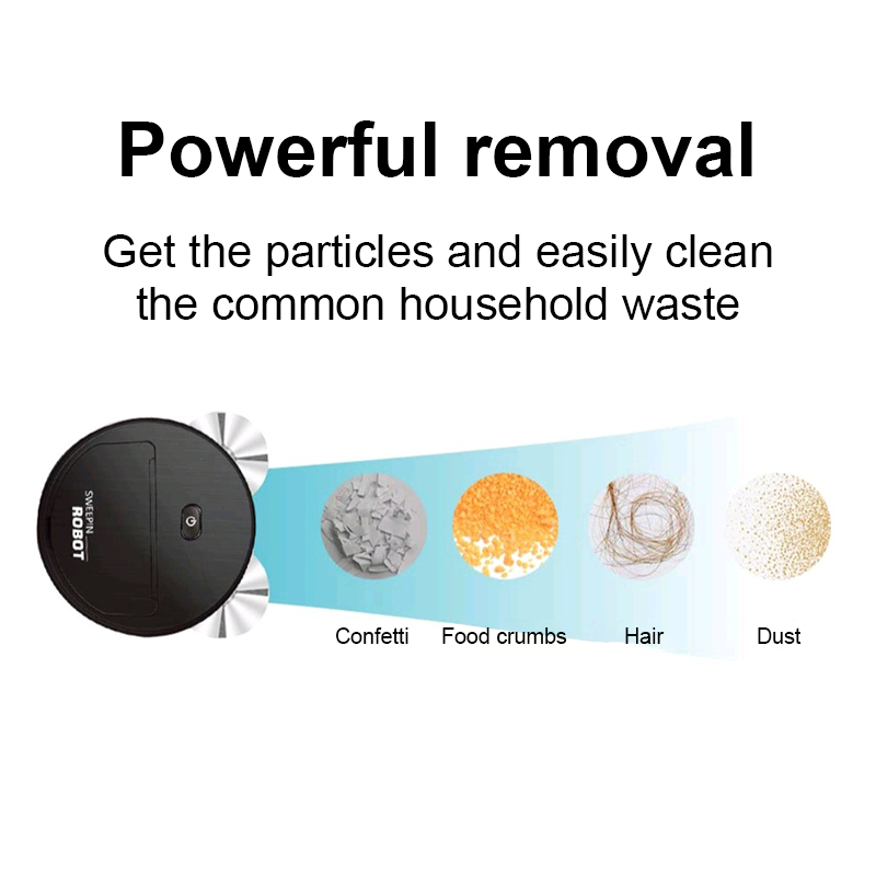 Robot hút bụi lau nhà thông minh đa năng Máy hút bụi mini chống rơi, an toàn Hút bụi 3 trong 1 tiện dụng cho gia đình