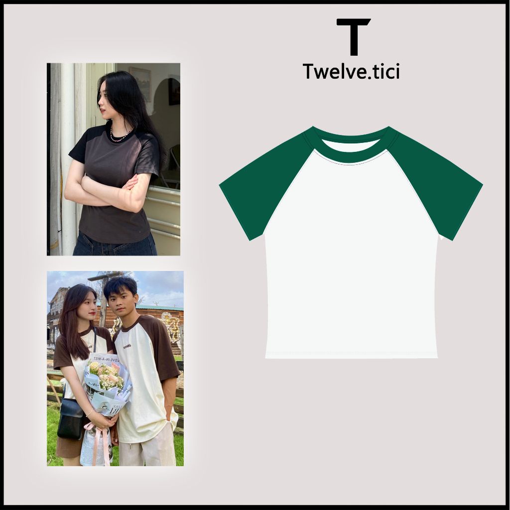 Áo thun baby tee raglan thun nữ cotton 100% trơn 5 màu basic