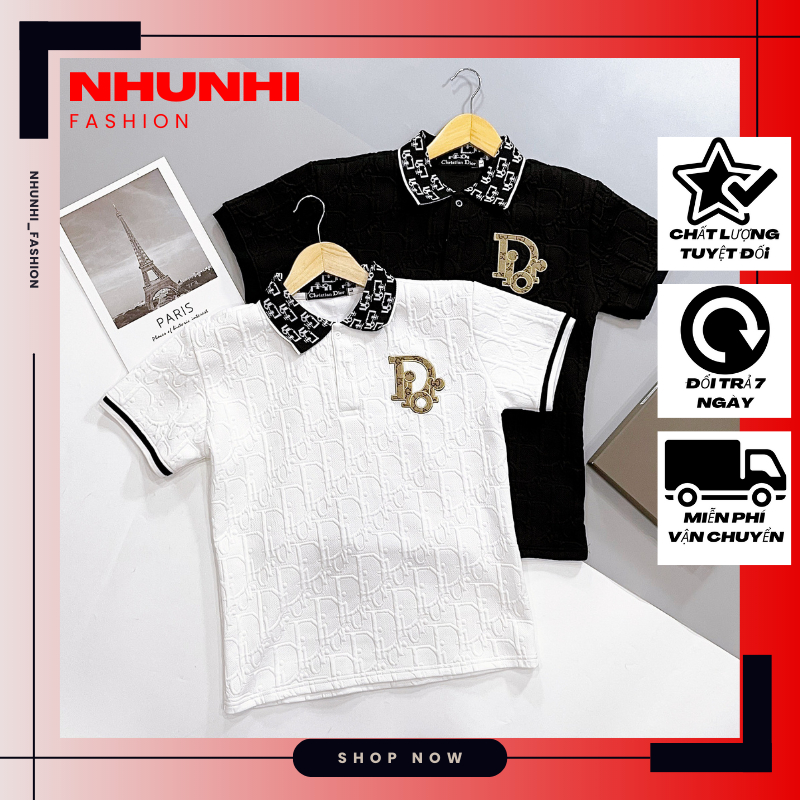 Áo thun polo unisex cao cấp chất cotton xốp co dãn dập nổi logo đẹp sang trọng NHUNHI FASHION POLO23