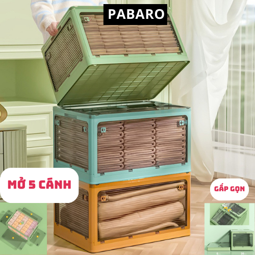 Hộp Đựng Đồ Năm Cửa, Hộp Đựng Quần Áo Đồ Chơi Cho Bé Trong Suốt Có Thể Gấp Gọn Tiện Dụng Hộp Nhựa Đựng Đồ Gấp Gọn PABARO