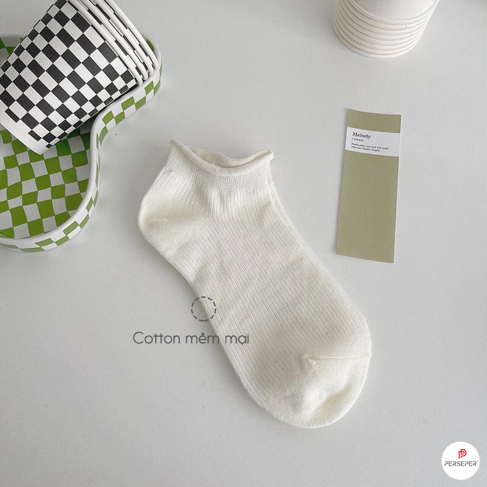 Tất vớ cổ ngắn nữ phong cách Hàn Quốc, chất liệu vải cotton sợt dệt co giãn - Sope Shop