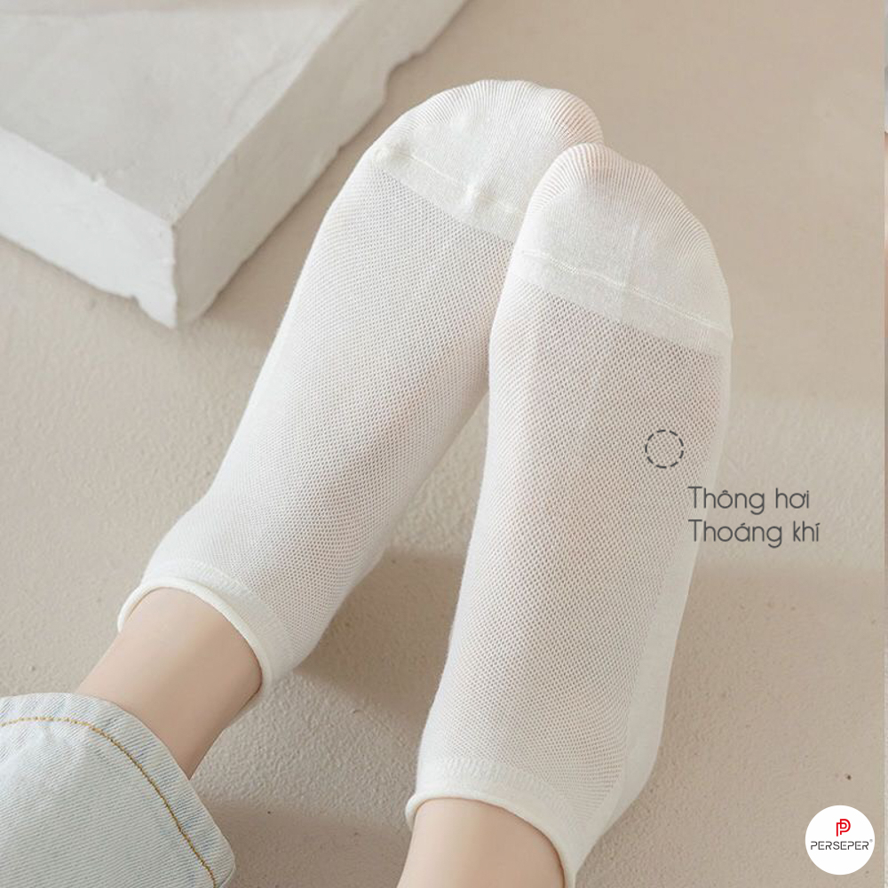Tất vớ cổ ngắn nữ phong cách Hàn Quốc, chất liệu vải cotton sợt dệt co giãn - Sope Shop