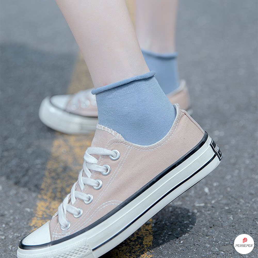 Tất vớ cổ ngắn nữ phong cách Hàn Quốc, chất liệu vải cotton sợt dệt co giãn - Sope Shop