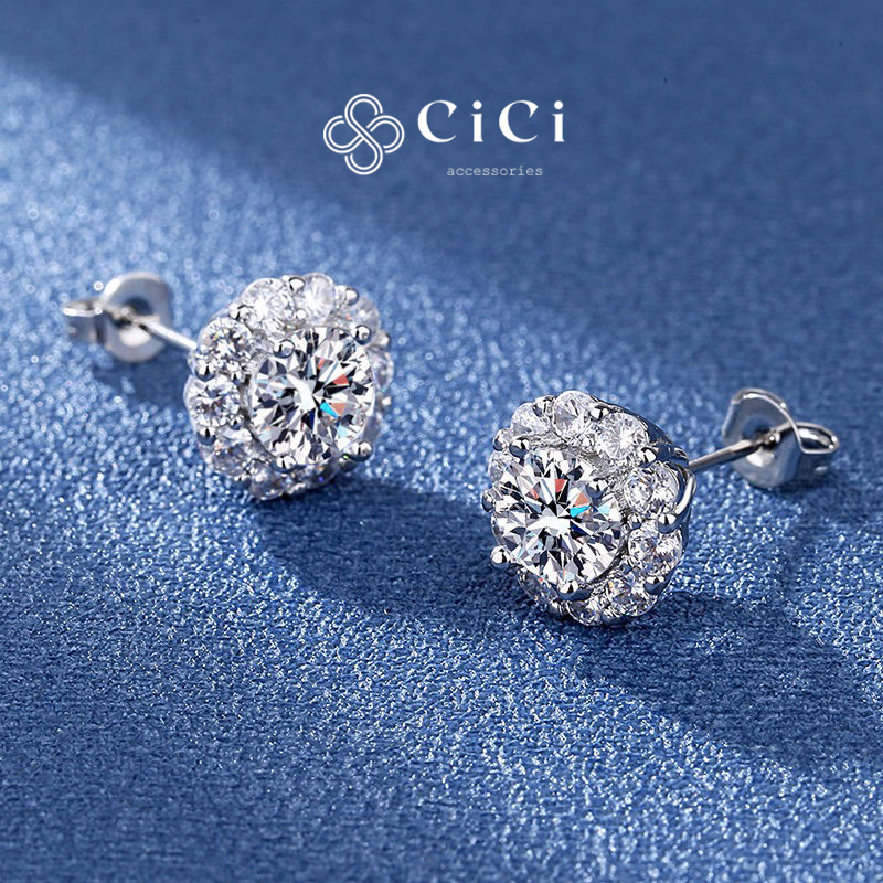 Bông tai nữ nụ đính đá tròn CiCi Accessories phong cách Hàn Quốc phụ kiện thời trang nữ - BT116