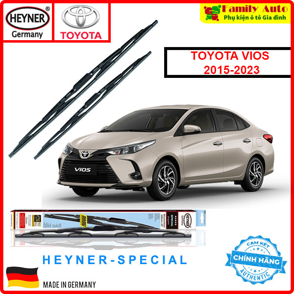 GẠT MƯA xe ô tô TOYOTA VIOS 2015-2023 CHÍNH HÃNG ĐỨC Heyner Special Xương cứng Combo size (35cm / 60cm) Sạch - Bền - Êm