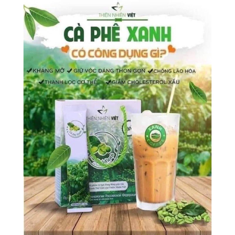 [Quà tặng 5 gói lẻ] Cafe xanh giảm cân thiên nhiên việt hộp 30 gói