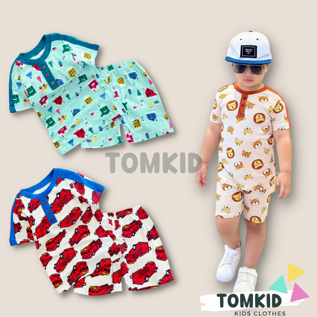 Đồ bộ cho bé trai bộ cộc tay cho bé chất cotton dày dặn thoáng mát không nhão vải 8-23kg Tomkids