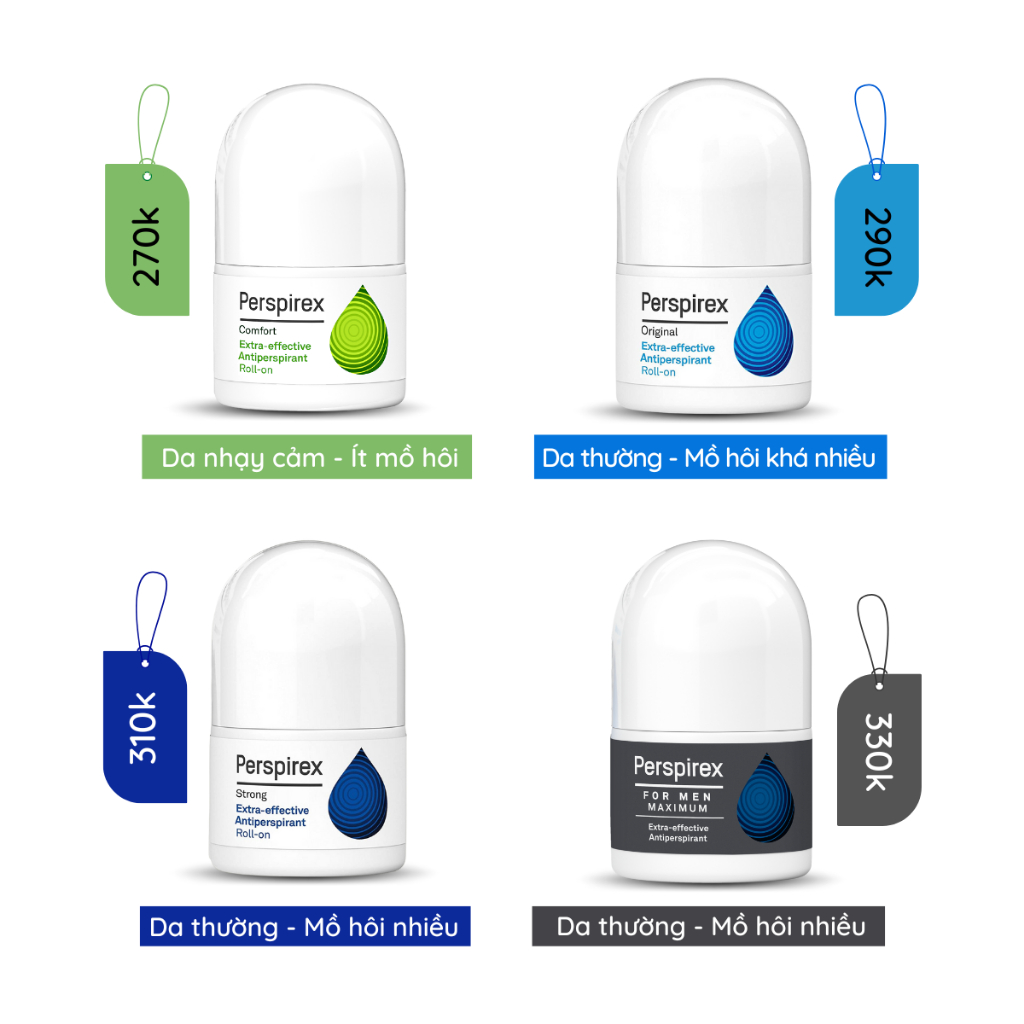 COMBO 2 LỌ Perspirex Comfort 20ml giảm tiết mồ hôi và khử mùi hôi cho da nhạy cảm