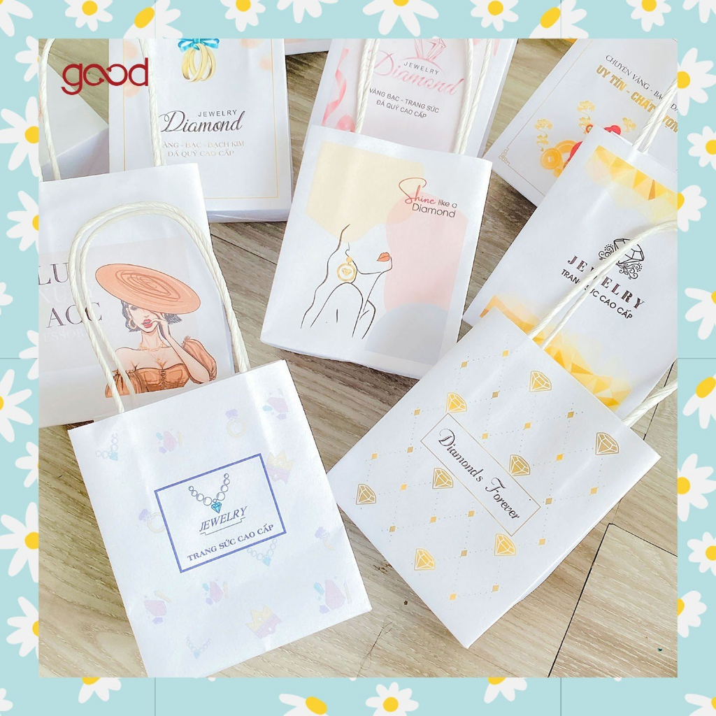 (giảm giá) Túi giấy mini - Túi giấy nhỏ dùng đựng quà tặng cao cấp trang sức phong cách sang trọng siêu đẹp