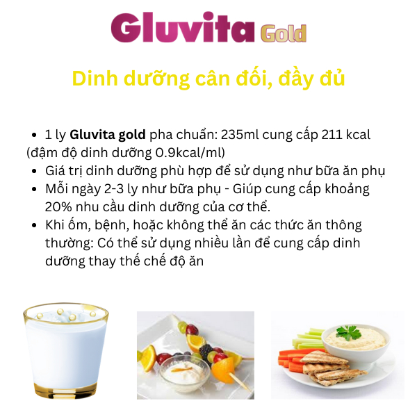 Sữa bột Gluvita Gold 900g giúp kiểm soát đường huyết, tăng cường sức khỏe tim mạch, bảo vệ thị lực - VitaDairy