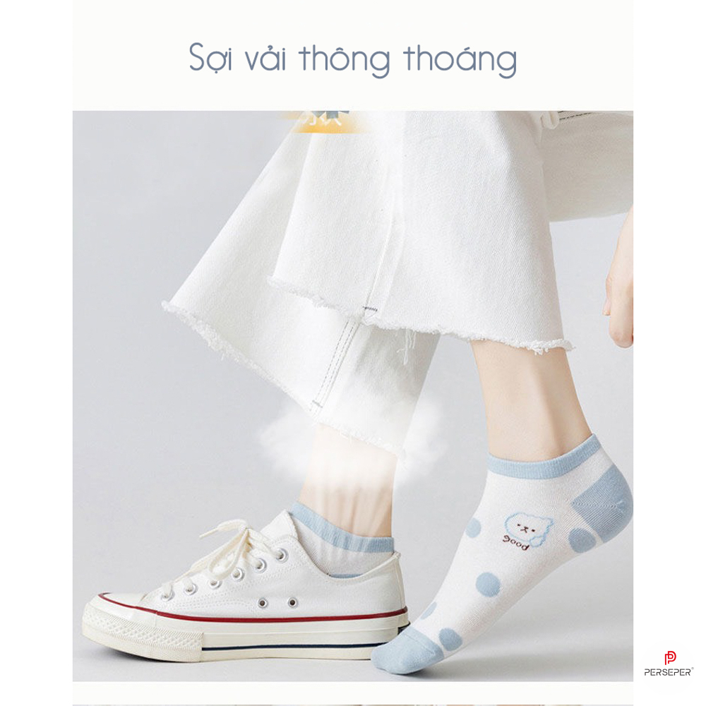 Tất vớ cổ ngắn chất liệu cotton, phong cách basic Hàn Quốc dễ phối đồ - Sope Shop
