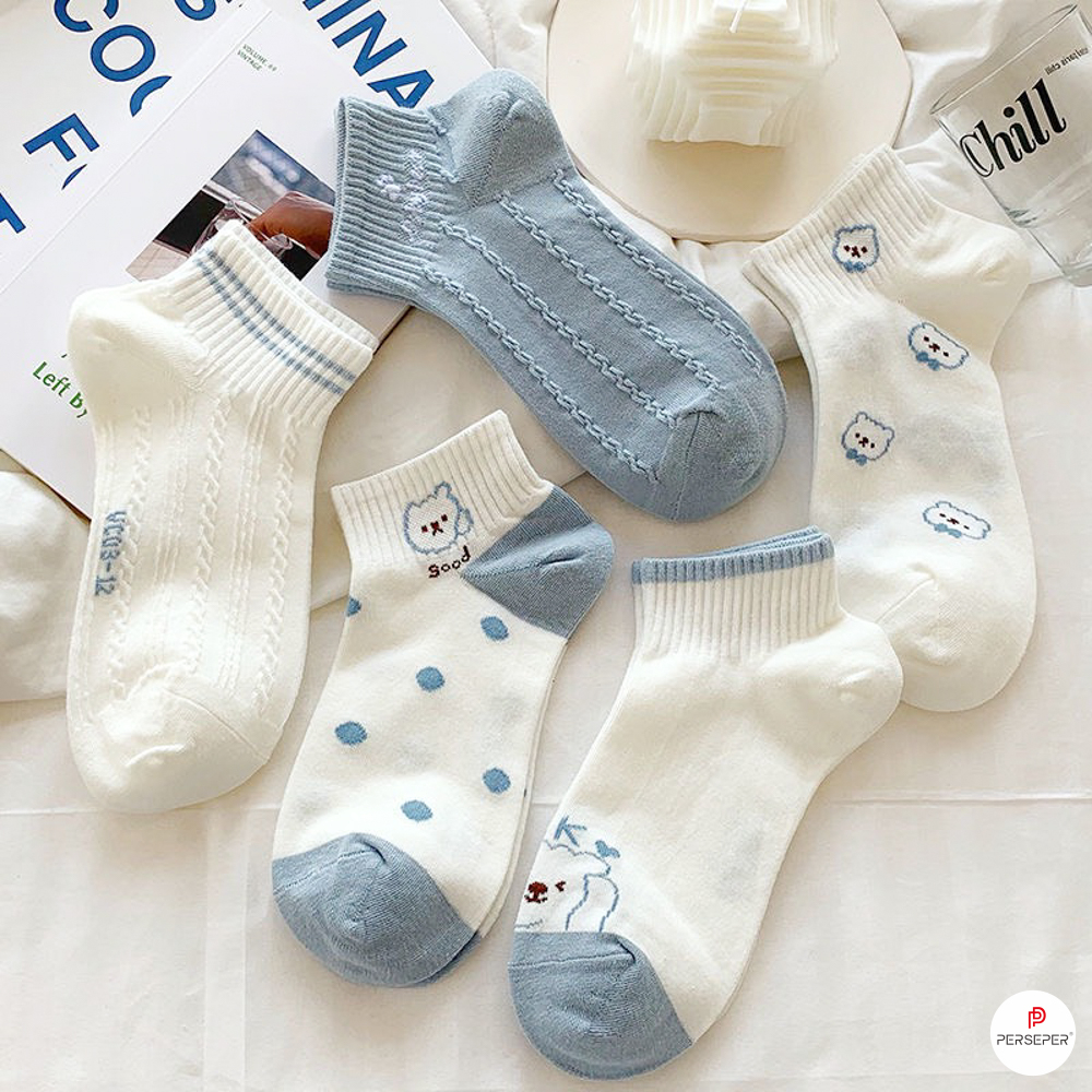 Tất vớ cổ ngắn chất liệu cotton, phong cách basic Hàn Quốc dễ phối đồ - Sope Shop