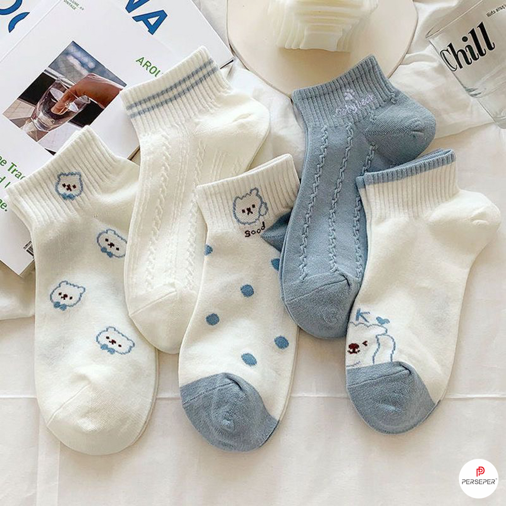 Tất vớ cổ ngắn chất liệu cotton, phong cách basic Hàn Quốc dễ phối đồ - Sope Shop