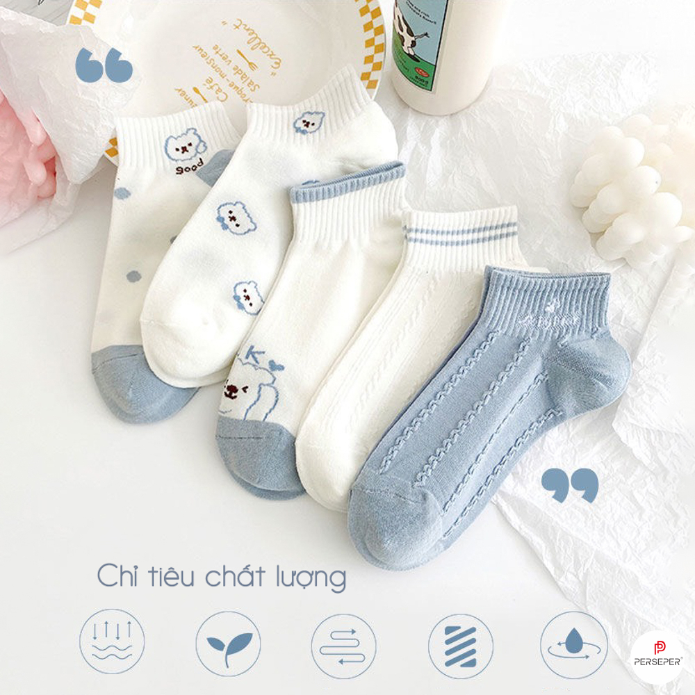 Tất vớ cổ ngắn chất liệu cotton, phong cách basic Hàn Quốc dễ phối đồ - Sope Shop