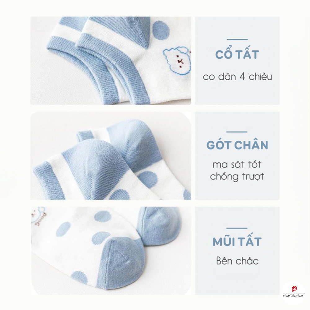 Tất vớ cổ ngắn chất liệu cotton, phong cách basic Hàn Quốc dễ phối đồ - Sope Shop
