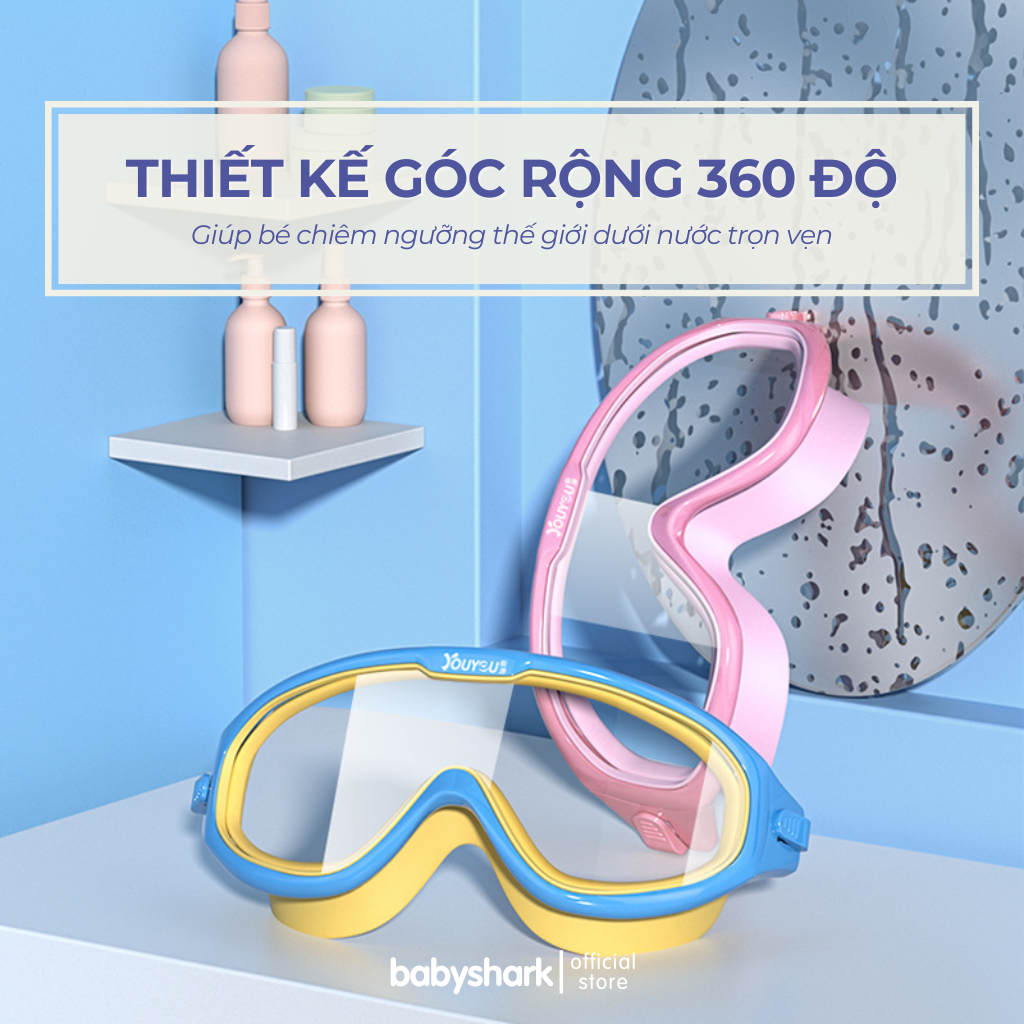 Combo Kính Bơi Trẻ Em YouYou chính hãng kèm mũ bơi, kính bơi góc rộng chống thấm nước, chống sương mù và tia UV