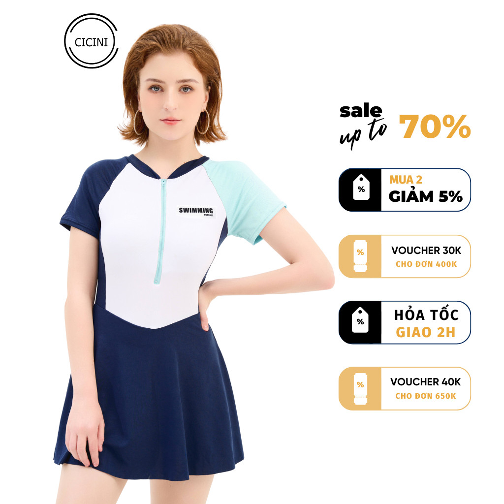 Bộ Đồ Bơi Cicini Cao Cấp Liền Một Mảnh Dành Cho Bạn Gái Đi Biển Mùa Hè Mã KT120