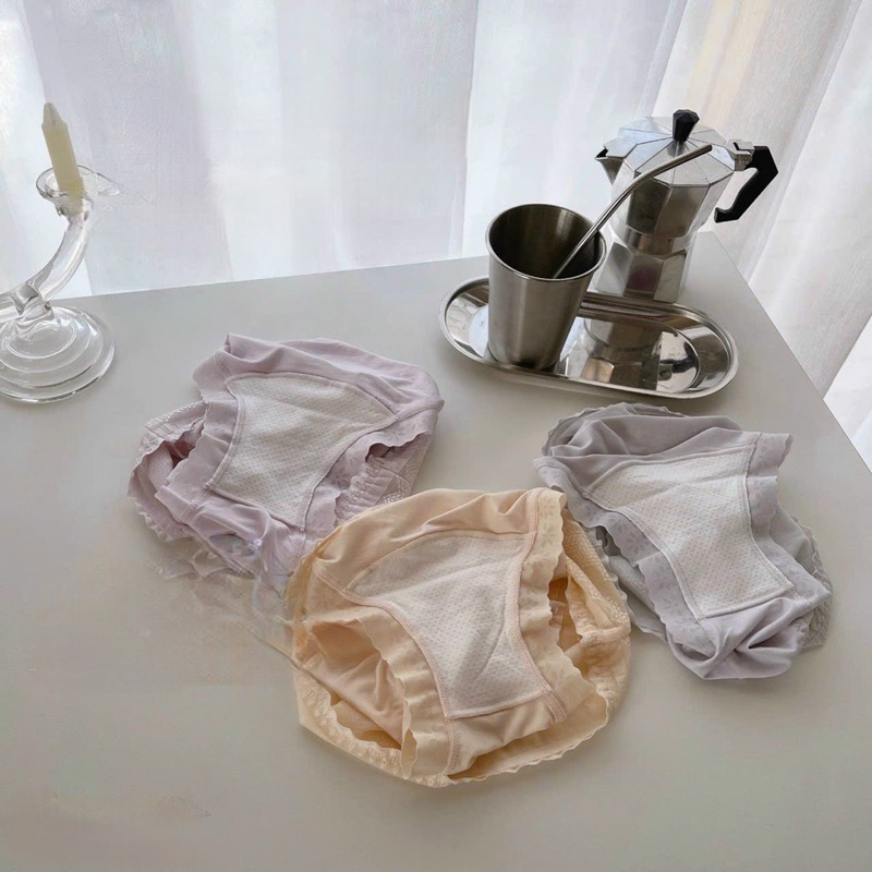 Quần lót nữ cotton cao cấp cạp cao gen nhẹ bụng phối ren siêu mềm tone màu nhẹ nhàng