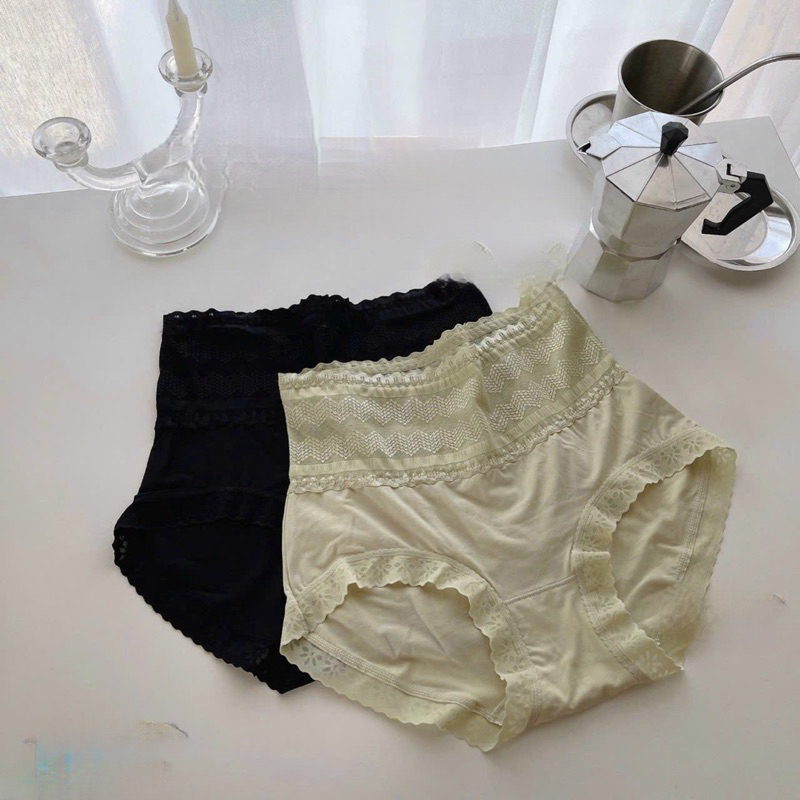 Quần lót nữ cotton cao cấp cạp cao gen nhẹ bụng phối ren siêu mềm tone màu nhẹ nhàng