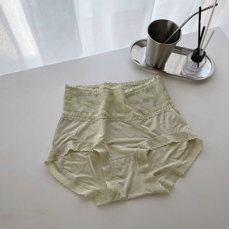Quần lót nữ cotton cao cấp cạp cao gen nhẹ bụng phối ren siêu mềm tone màu nhẹ nhàng