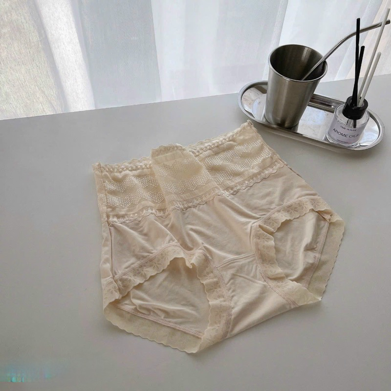 Quần lót nữ cotton cao cấp cạp cao gen nhẹ bụng phối ren siêu mềm tone màu nhẹ nhàng