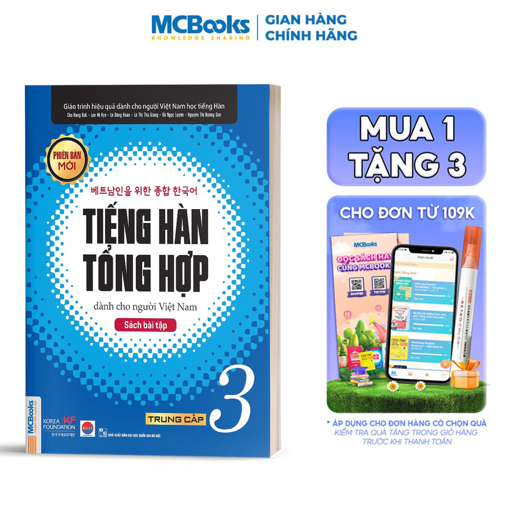 Sách - Tiếng Hàn Tổng Hợp Dành Cho Người Việt Nam Trung Cấp Tập 3 -Sách Bài Tập Phiên Bản Mới 2020 - Kèm App Học Online